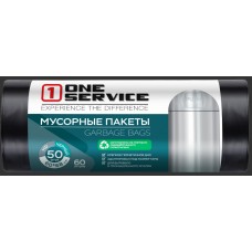 ONE service Пакеты для мусора HD 60*68 см 60л/50шт черные (25шт/ящ)